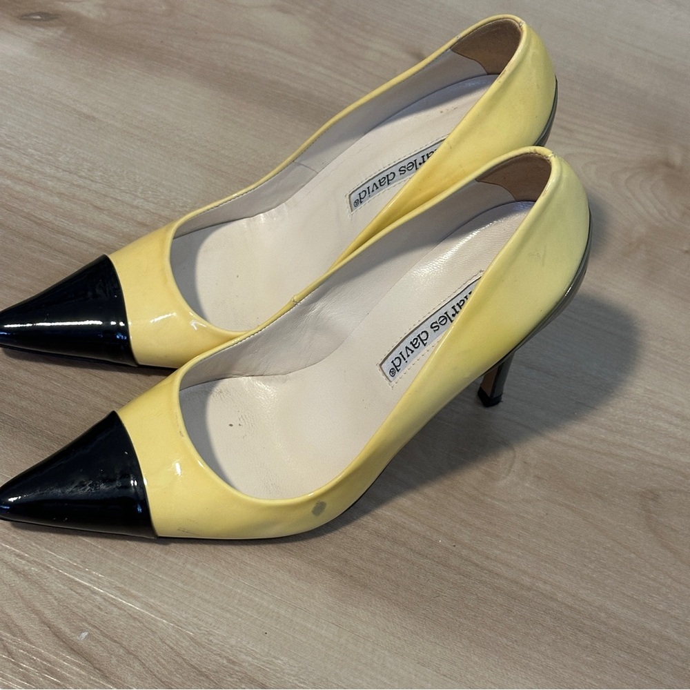 Charles David Designed by Nathalie M Pumps Yellow Charcoal Grey Size 6B - Picture 6 of 10
